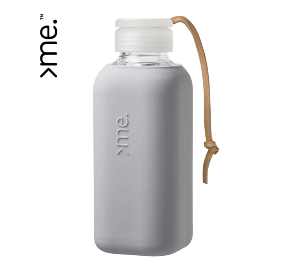 Travel accessories - HANDMADE GLASS BOTTLE  (600ml)  SQUIREME. Y1 CONCRETE SILICONE SLEEVE REUSABLE SUSTAINABLE ENERGIZED - SQUIREME.