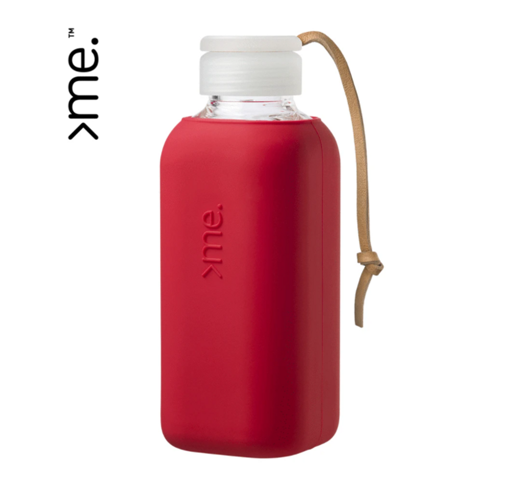 Cadeaux - BOUTEILLE EN VERRE RÉUTILISABLE ROUGE (600ml) SQUIREME. Y1 DURABLE. - SQUIREME.