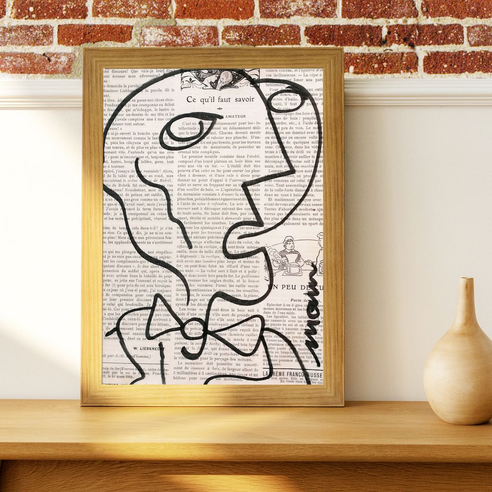 Tableaux - Dessins sur papiers anciens Œuvres originales Line Art - Plusieurs modèles disponibles - L'ATELIER D'ANGES HEUREUX