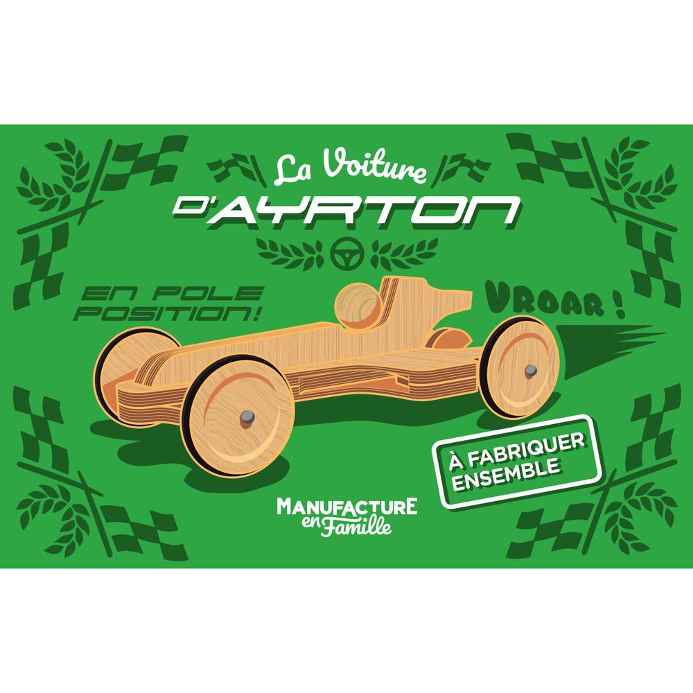 Children's arts and crafts - Ayrton's Car, a wooden car building project, with an elastic band motor - MANUFACTURE EN FAMILLE