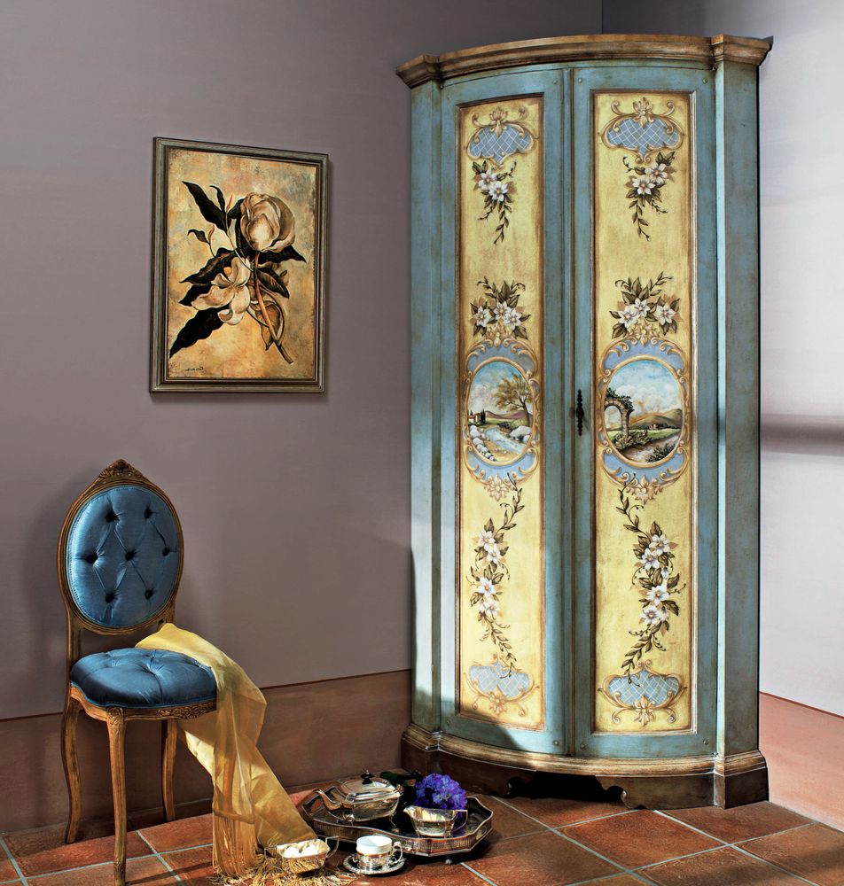 Armoires - Armoire d'angle laquée et peinte à la main - INTERIORS ITALIA