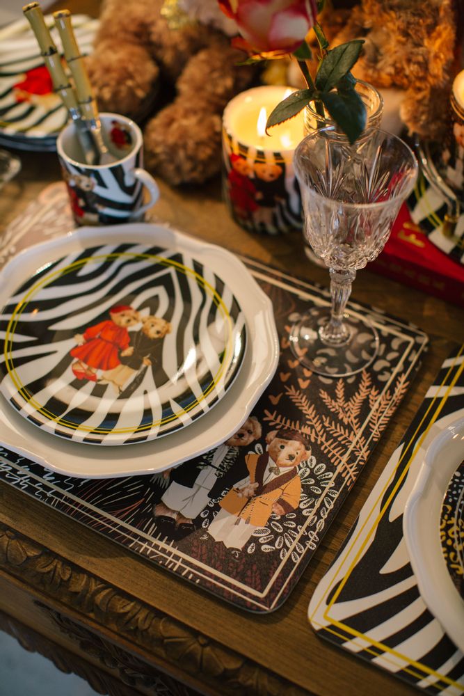 Everyday plates - Vitelli Zebra Teddy Bear Patterned 20 Cm Porcelain Plate - VITELLI DESIGN STUDIO