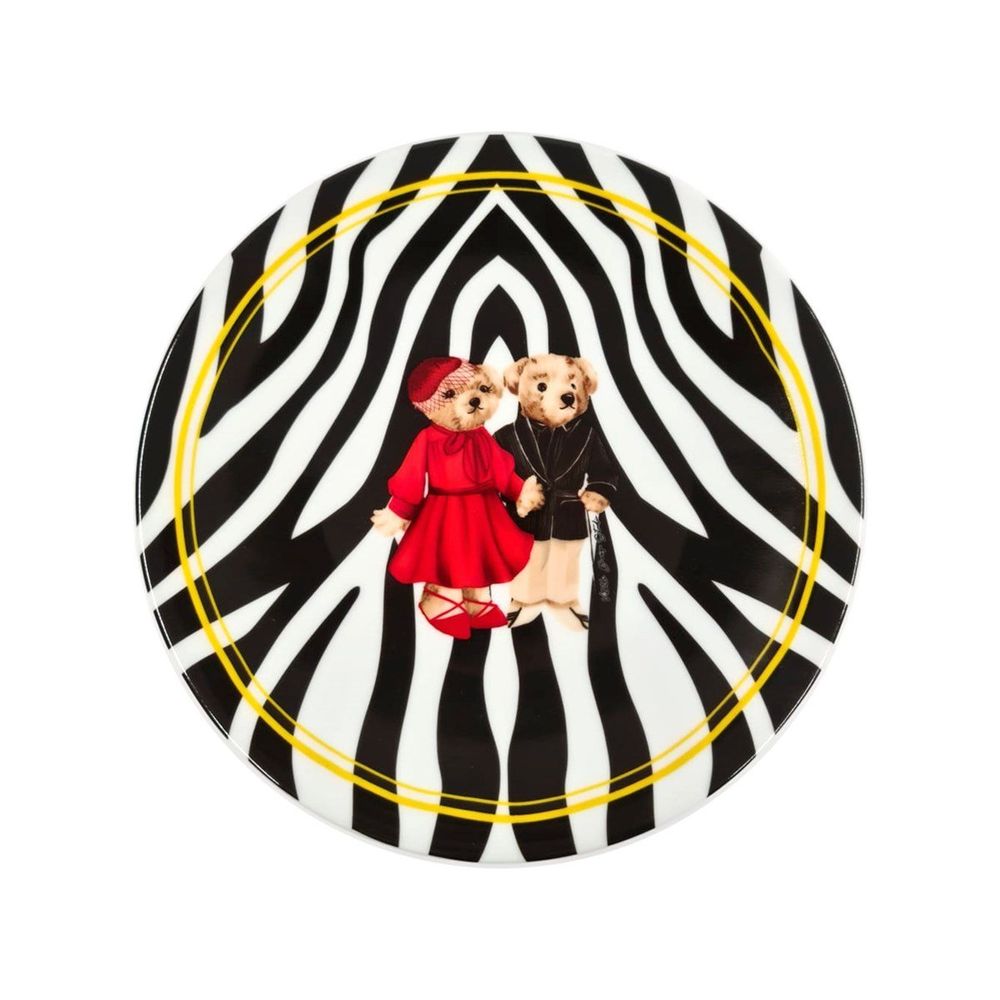 Everyday plates - Vitelli Zebra Teddy Bear Patterned 20 Cm Porcelain Plate - VITELLI DESIGN STUDIO