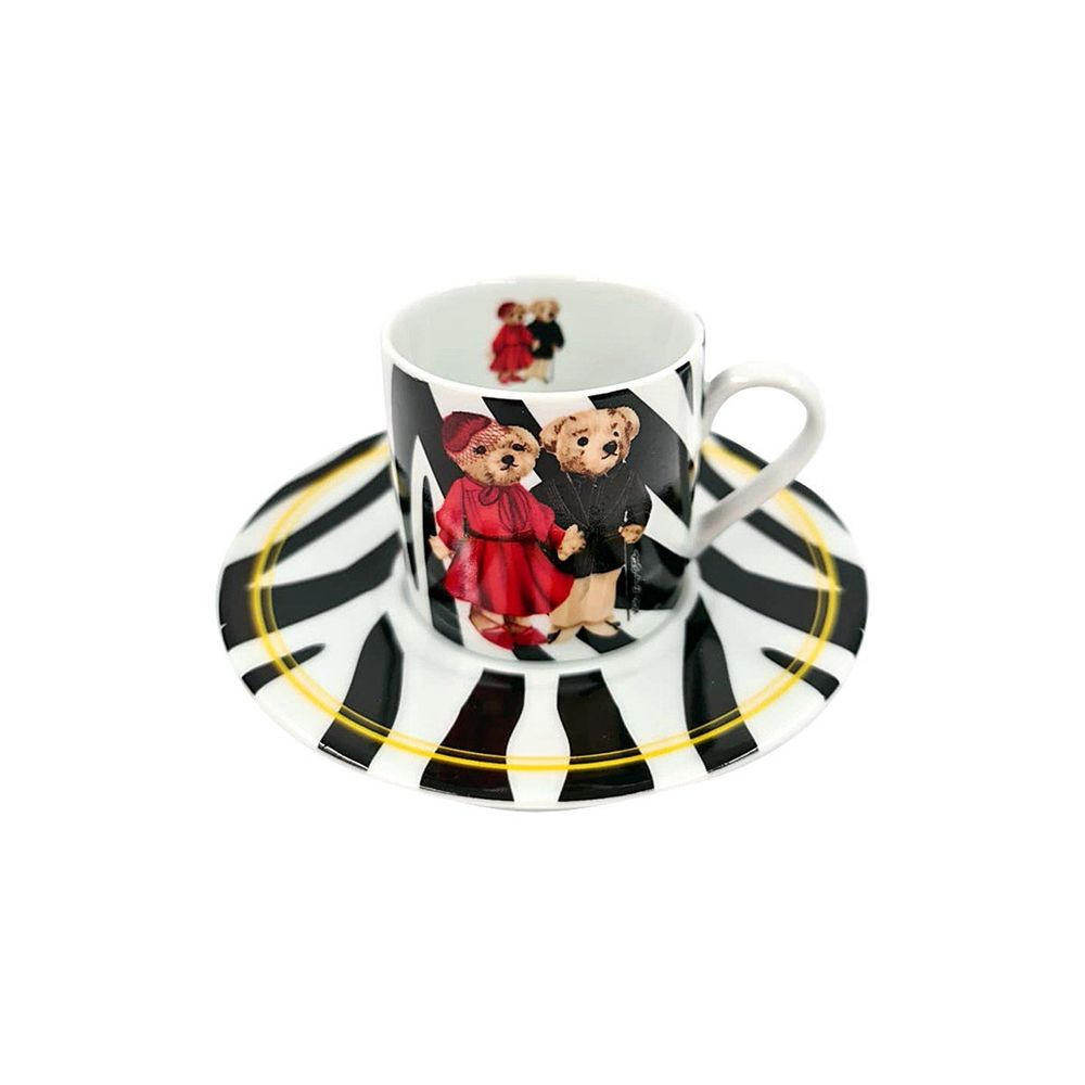 Tea and coffee accessories - Vitelli Zebra Teddy Bear Patterned 20 Cm Porcelain Plate - VITELLI DESIGN STUDIO