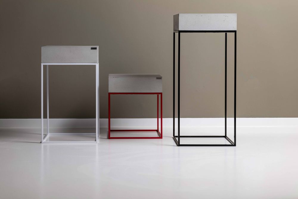Night tables - ANGULUS COLUMNA Concrete and Steel Decorative Pedestal / Side Table / Stand - CO33 EXKLUSIVE BETONMÖBEL