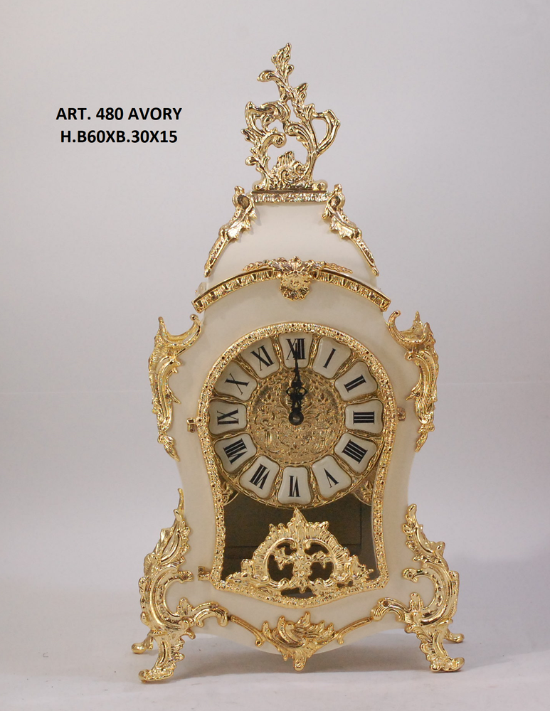 Clocks - art. 480 table clock in bronze plated and wood - OLYMPUS BRASS