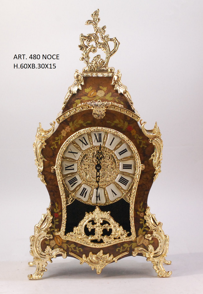 Clocks - art. 480 table clock in bronze plated and wood - OLYMPUS BRASS