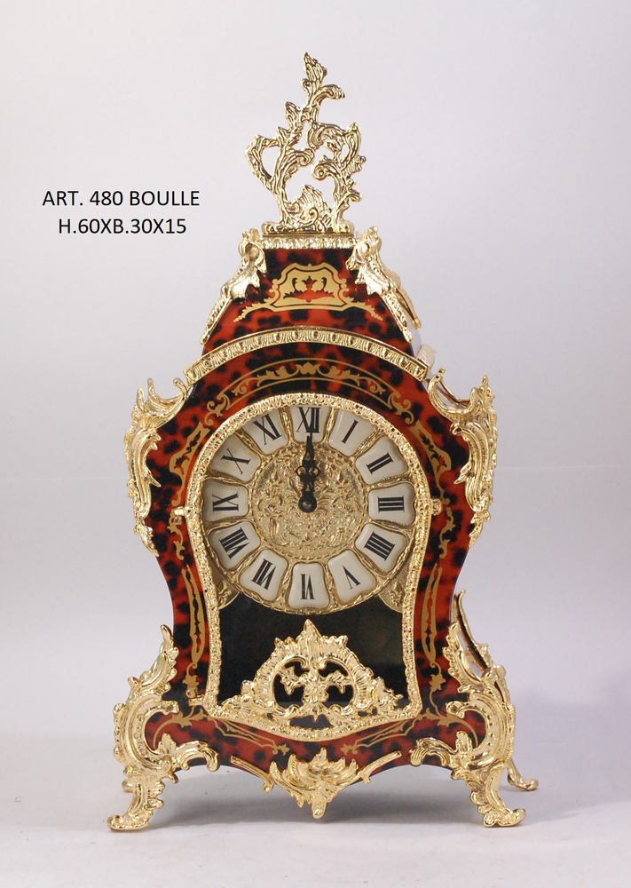 Clocks - art. 480 table clock in bronze plated and wood - OLYMPUS BRASS
