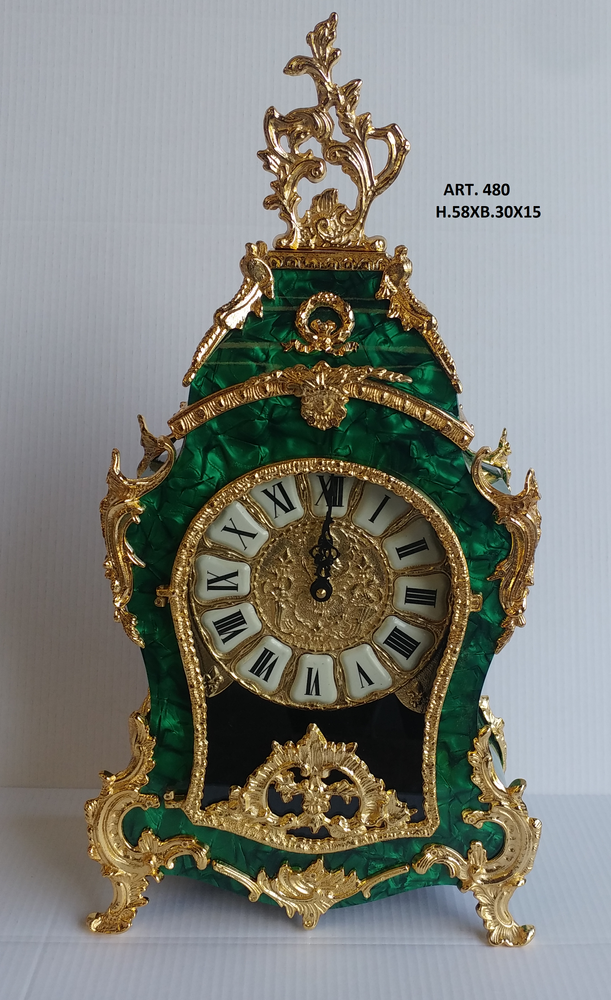 Clocks - art. 480 table clock in bronze plated and wood - OLYMPUS BRASS