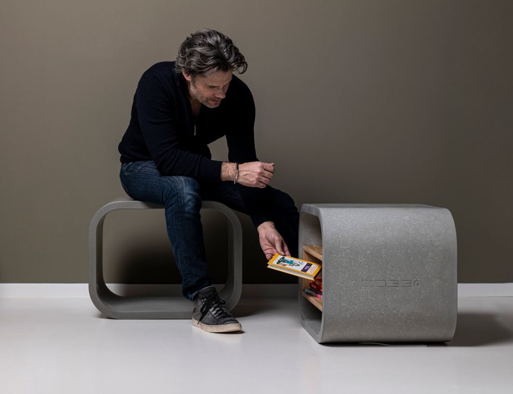 Stools for hospitalities & contracts - OPUS SOLO 1-Seater Concrete Bench / Sideboard / Table / Stool for indoor and outdoor use - CO33 EXKLUSIVE BETONMÖBEL