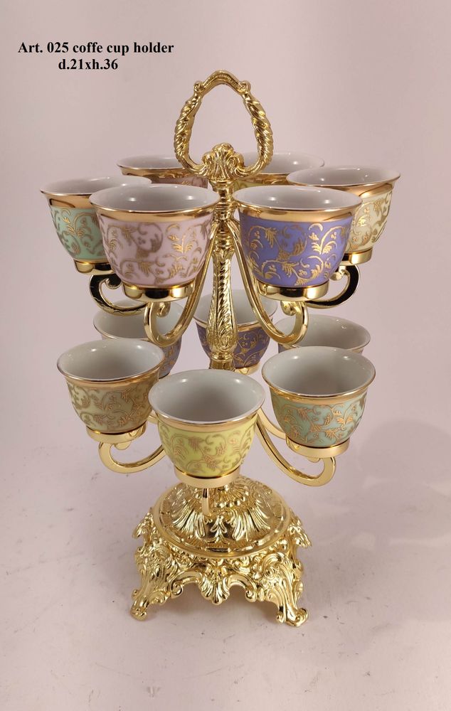 Crystal ware - art. 025 coffe/tea cups holder in brass - OLYMPUS BRASS