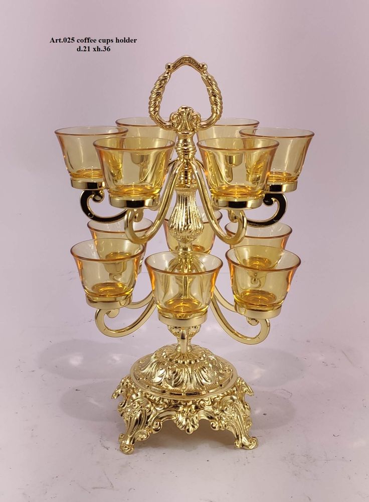 Crystal ware - art. 025 coffe/tea cups holder in brass - OLYMPUS BRASS