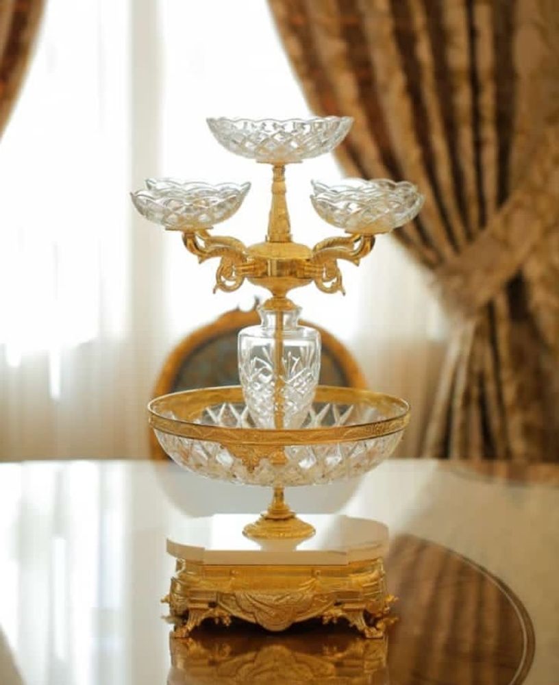 Vases - FRUIT BOWL, vase in crystal and bronze plated - OLYMPUS BRASS