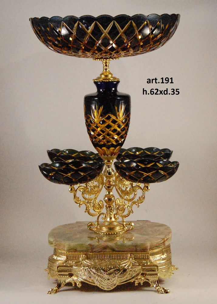 Vases - FRUIT BOWL, vase in crystal and bronze plated - OLYMPUS BRASS