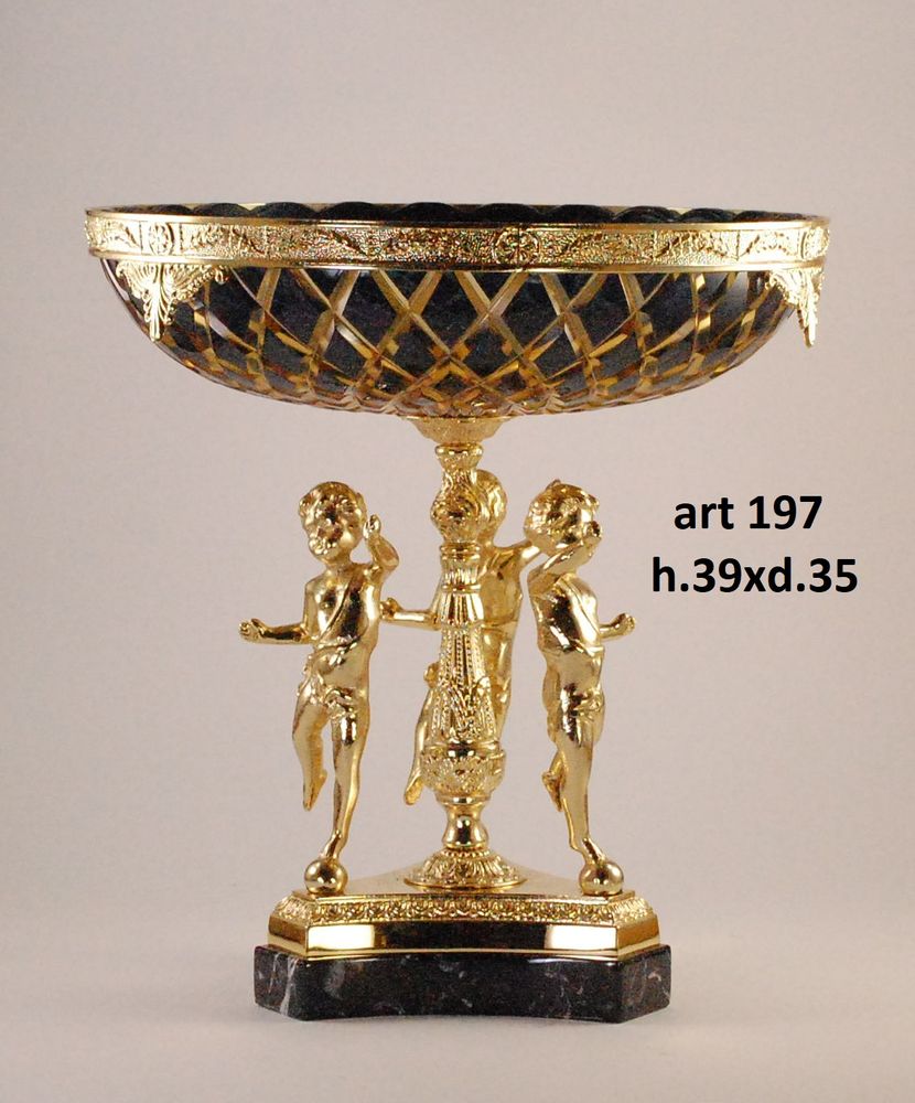 Vases - FRUIT BOWL, vase in crystal and bronze plated - OLYMPUS BRASS