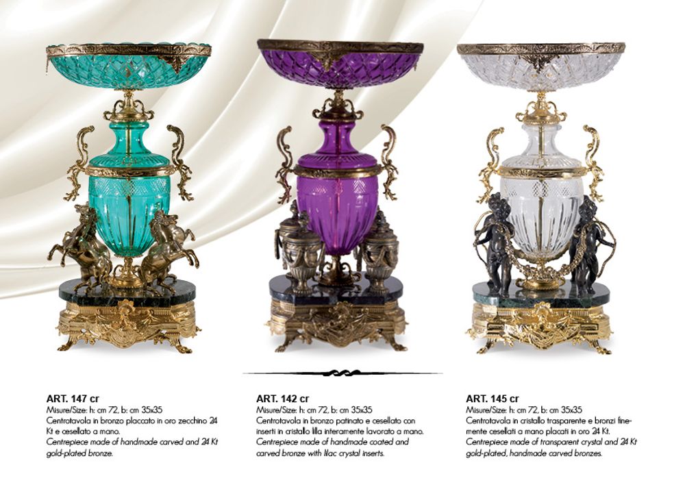 Vases - FRUIT BOWL, vase in crystal and bronze plated - OLYMPUS BRASS