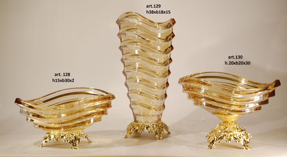 Vases - FRUIT BOWL, vase in crystal and bronze plated - OLYMPUS BRASS