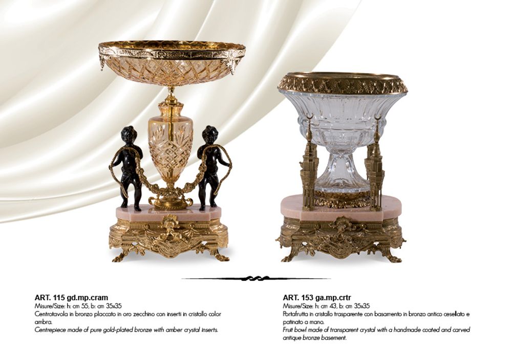 Vases - FRUIT BOWL, vase in crystal and bronze plated - OLYMPUS BRASS