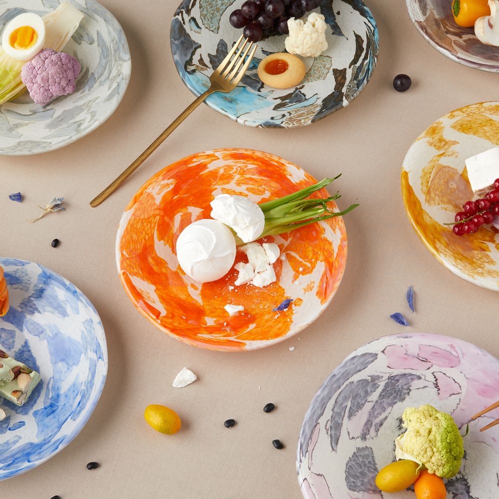 Formal plates - Nougat Color Mix Set of 6 Dessert Plates - STORIES OF ITALY