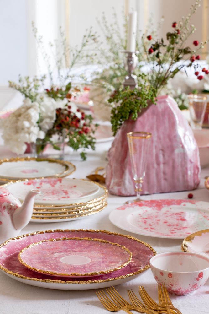 Everyday plates - Coupe Platter Craquelé Edge Berry - CORALLA MAIURI
