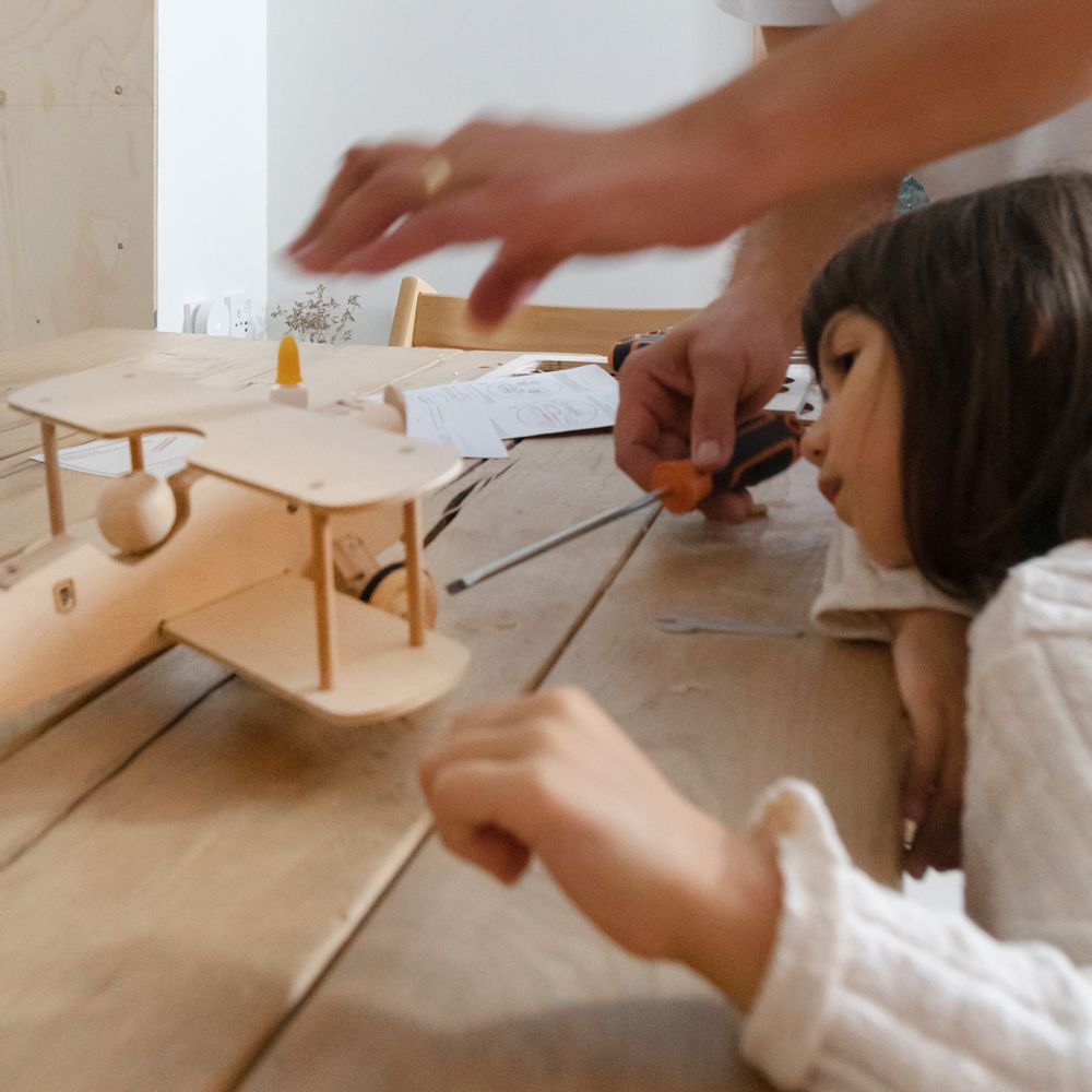 Children's arts and crafts - Saint Ex’s plane, a wooden plane to build and decorate - MANUFACTURE EN FAMILLE