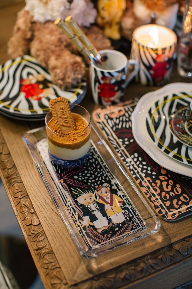 Platter and bowls - Vitelli Zebra Teddy Bear Patterned Glass Plate - VITELLI DESIGN STUDIO