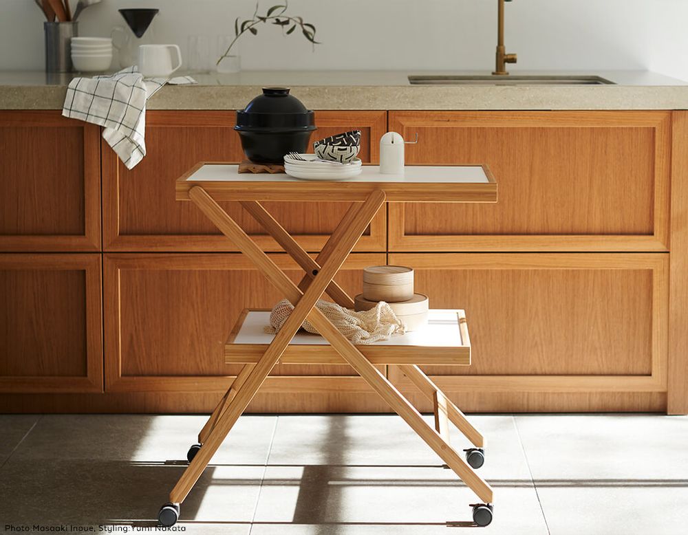 Meubles de cuisines - TAITTO - Chariot pliable en bambou - METROCS