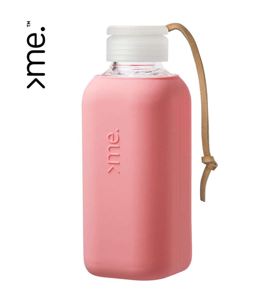 Travel accessories - HANDMADE GLASS BOTTLE SQUIREME. Y1 CANTALOUPE SILICONE SLEEVE SUSTAINABLE REUSABLE - SQUIREME.