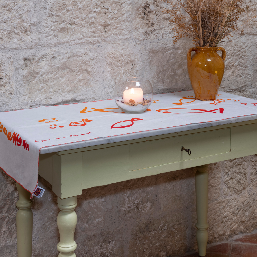 Homewear - Chemin de table Lin/coton naturel | Imprimé à la main - COLORI DEL SOLE