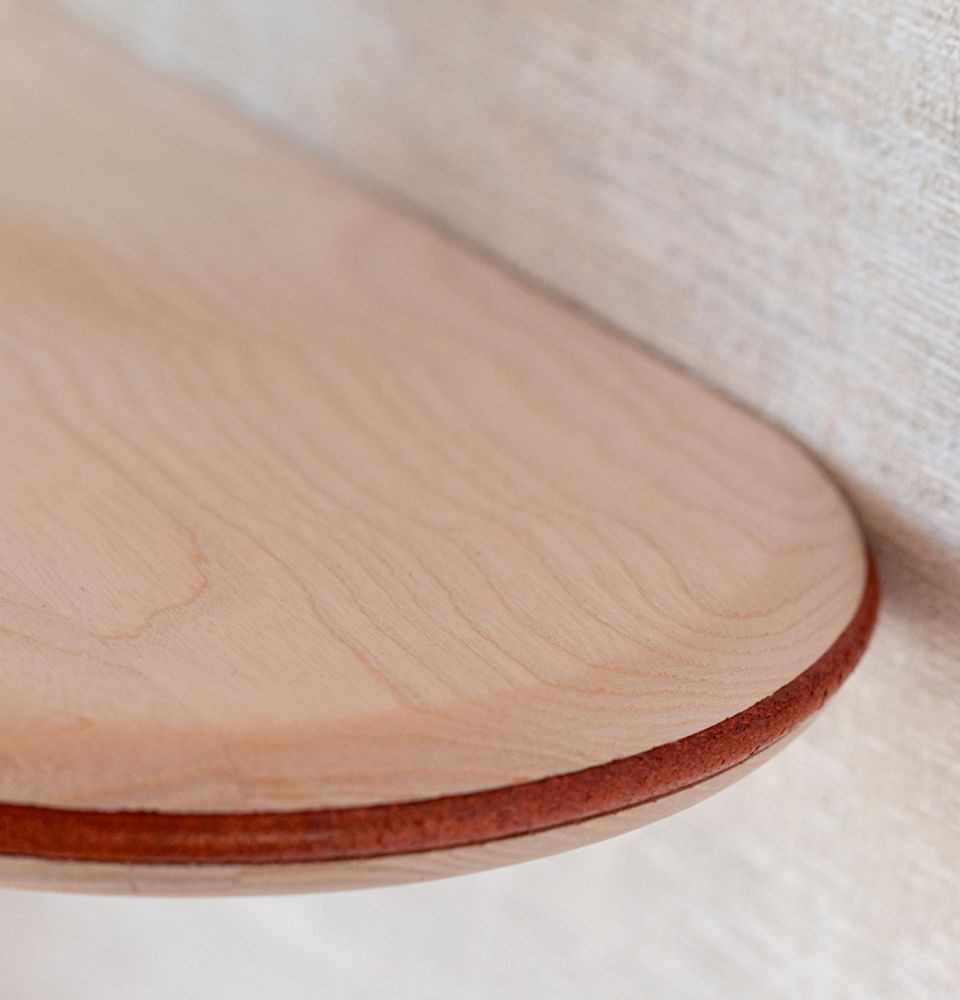 Shelves - Bleached ash floating shelf - leather trim - Set 1 - MADEMOISELLE JO