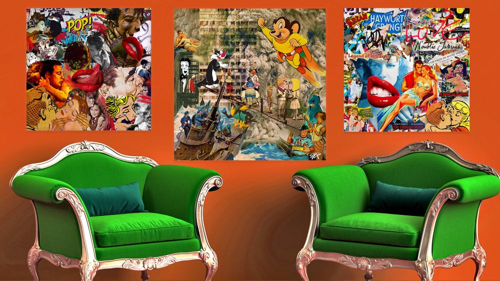 Fabric cushions - “INFINEDELIRIUM” Limited Edition Collage - L'ATELIER D'ANGES HEUREUX