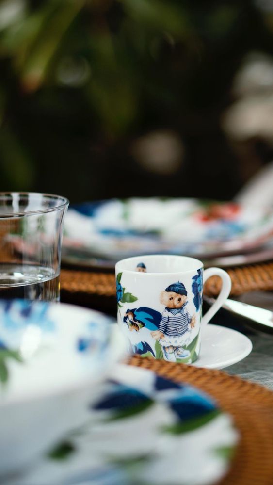 Tasses et mugs - Vitelli Tasse à café en porcelaine à motifs Magnolia Blanc Jaune - VITELLI DESIGN STUDIO