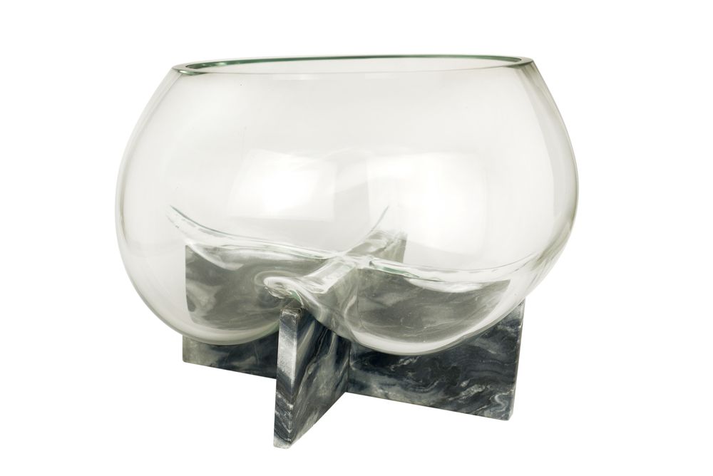 Vases - Coupe GRAVITY CROSS Marbre Gris et Albâtre - VANESSA MITRANI