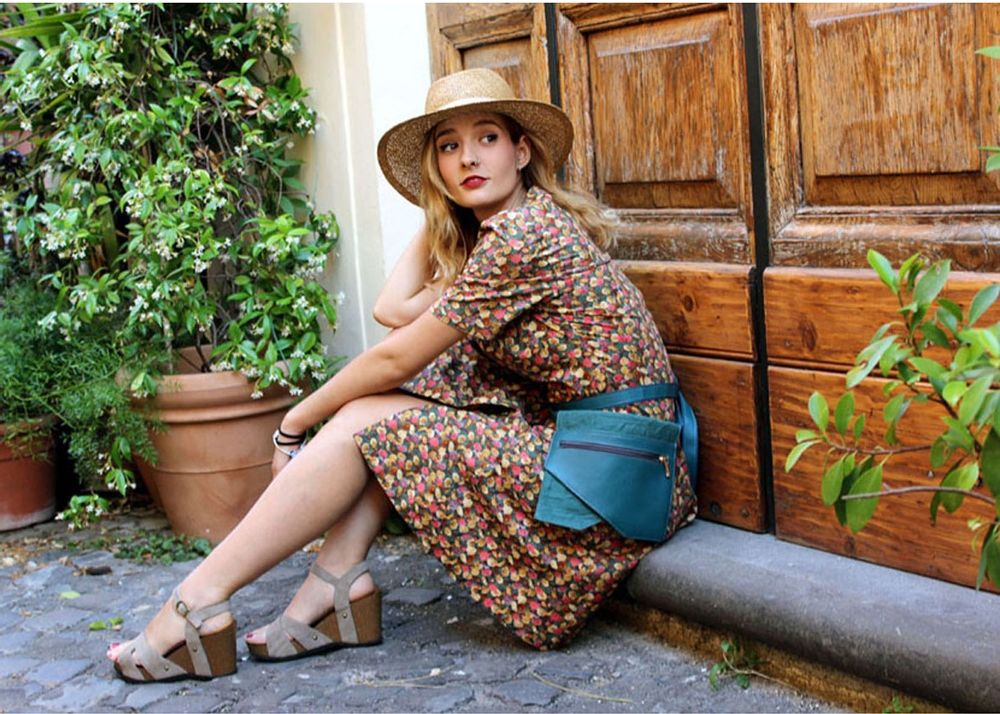 Sacs et cabas - Pochette de taille « Lasso » faite main, bandoulière en Cordura et cuir véritable - ELENA KIHLMAN