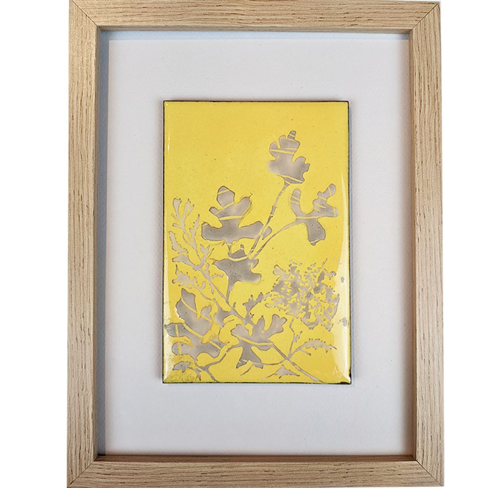 Tableaux - Tableau - VÉGÉTAL jaune et gris - ANNE DE LA FORGE - ÉMAILLEUR D'ART