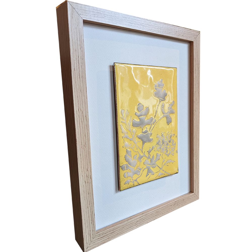Tableaux - Tableau - VÉGÉTAL jaune et gris - ANNE DE LA FORGE - ÉMAILLEUR D'ART