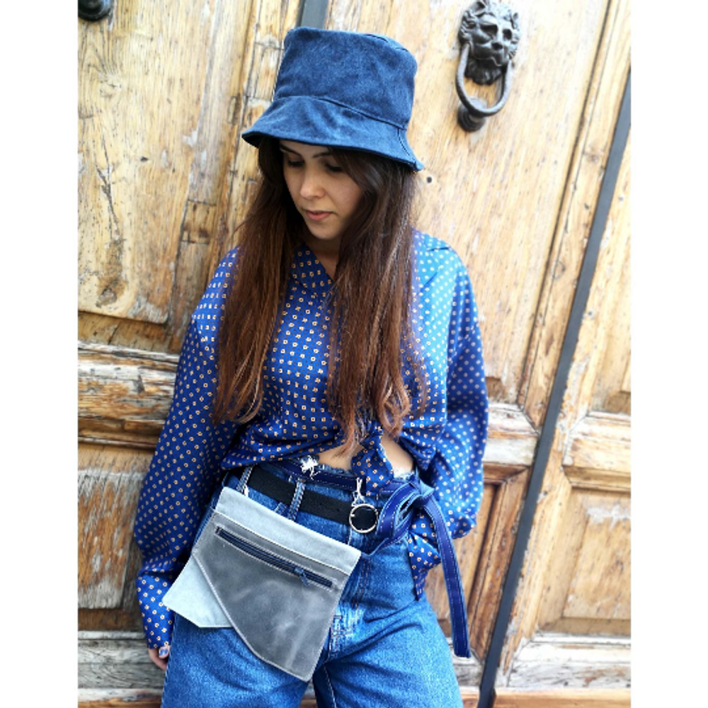 Sacs et cabas - Pochette de taille « Lasso » faite main, bandoulière en Cordura et cuir véritable - ELENA KIHLMAN