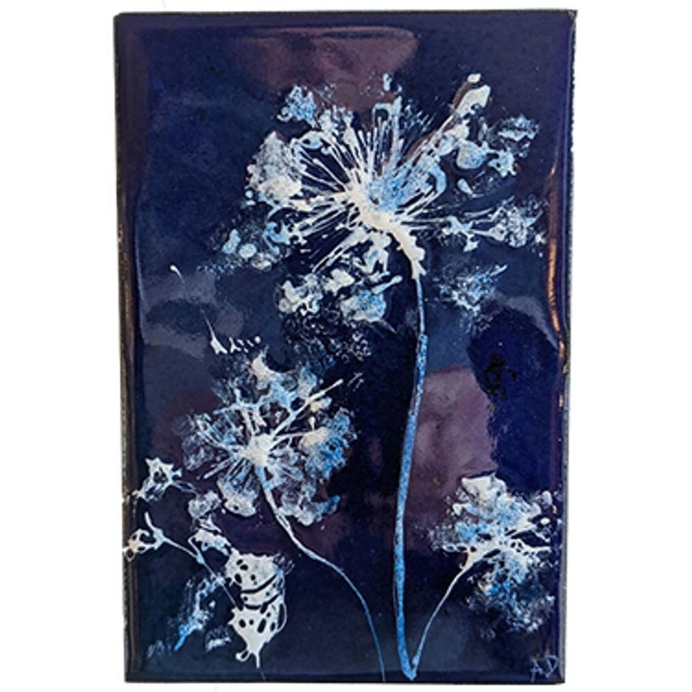 Tableaux - Tableau - VÉGÉTAL  bleu et blanc - ANNE DE LA FORGE - ÉMAILLEUR D'ART