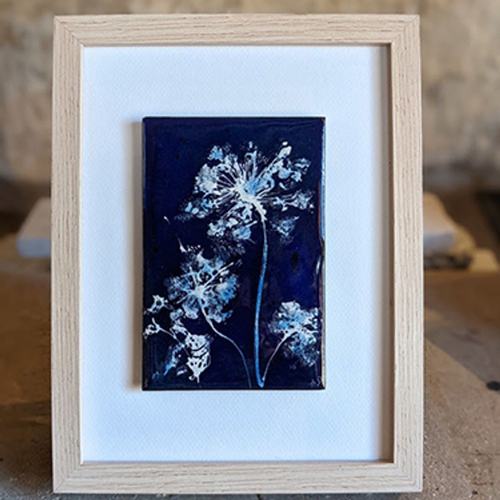 Tableaux - Tableau - VÉGÉTAL  bleu et blanc - ANNE DE LA FORGE - ÉMAILLEUR D'ART