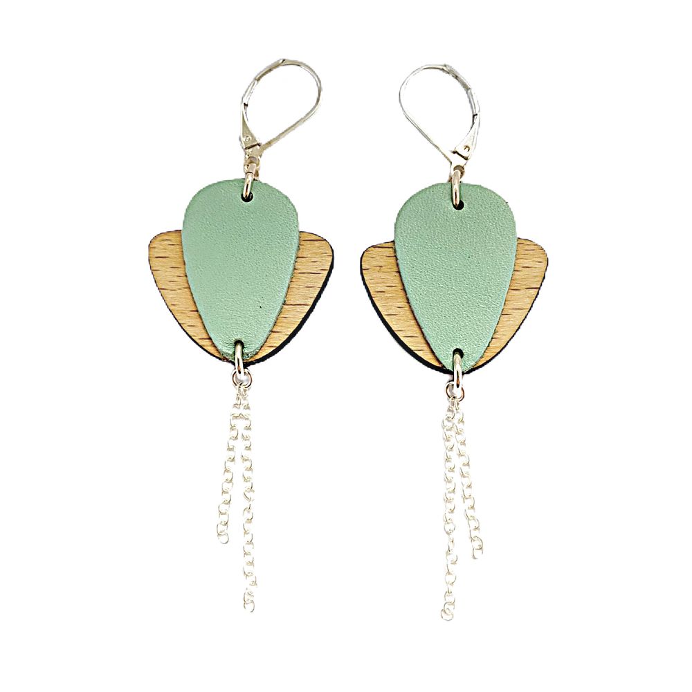 Jewelry - MAGNOLIA wooden and leather pendants - NI UNE NI DEUX BIJOUX