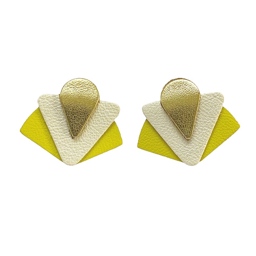 Bijoux - Puces d'oreilles ART DÉCO en cuir recyclé - NI UNE NI DEUX BIJOUX