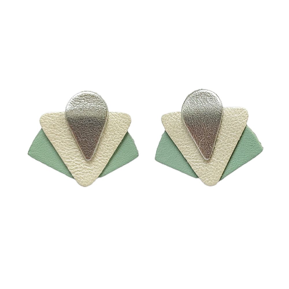 Bijoux - Puces d'oreilles ART DÉCO en cuir recyclé - NI UNE NI DEUX BIJOUX