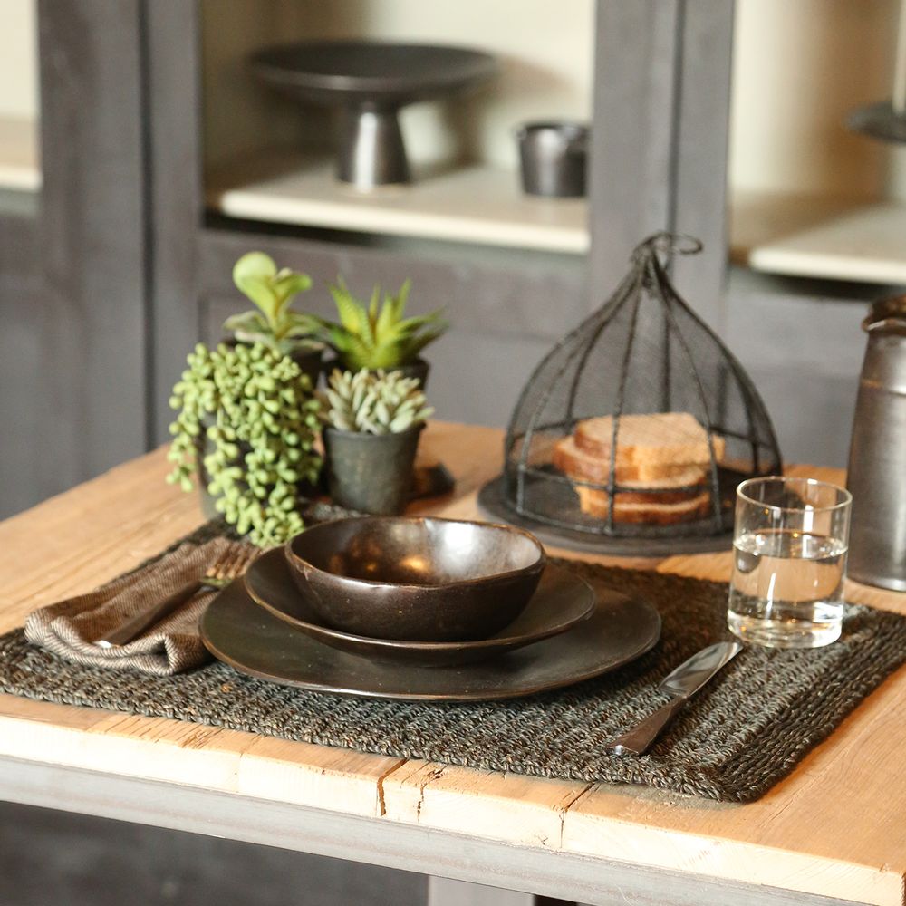 Assiettes de réception - collection en gres artisanal noir - FIORIRA UN GIARDINO SRL