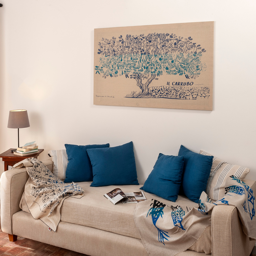 Objets de décoration - Drap d'ameublement 100 % lin | Imprimé à la main - COLORI DEL SOLE