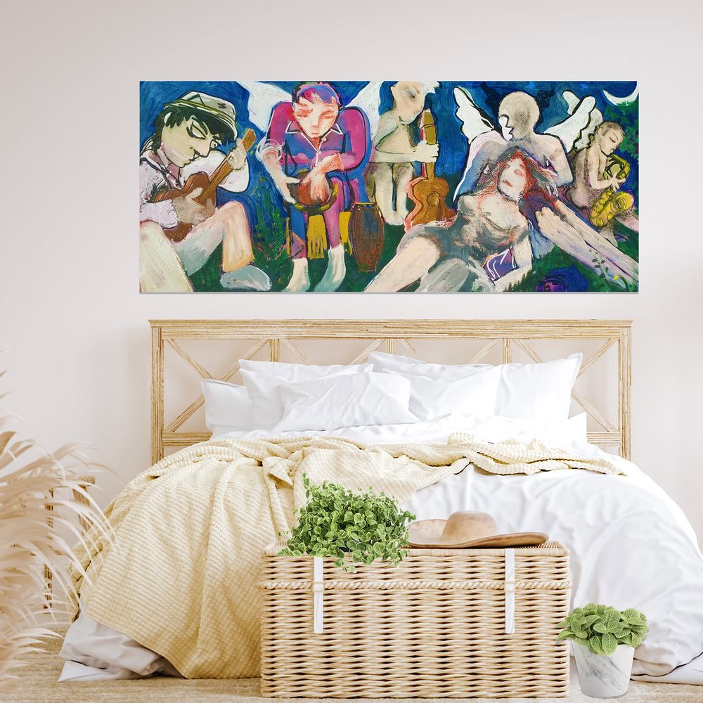 Tableaux - "zic au lac" Oeuvre originale peinture - L'ATELIER D'ANGES HEUREUX