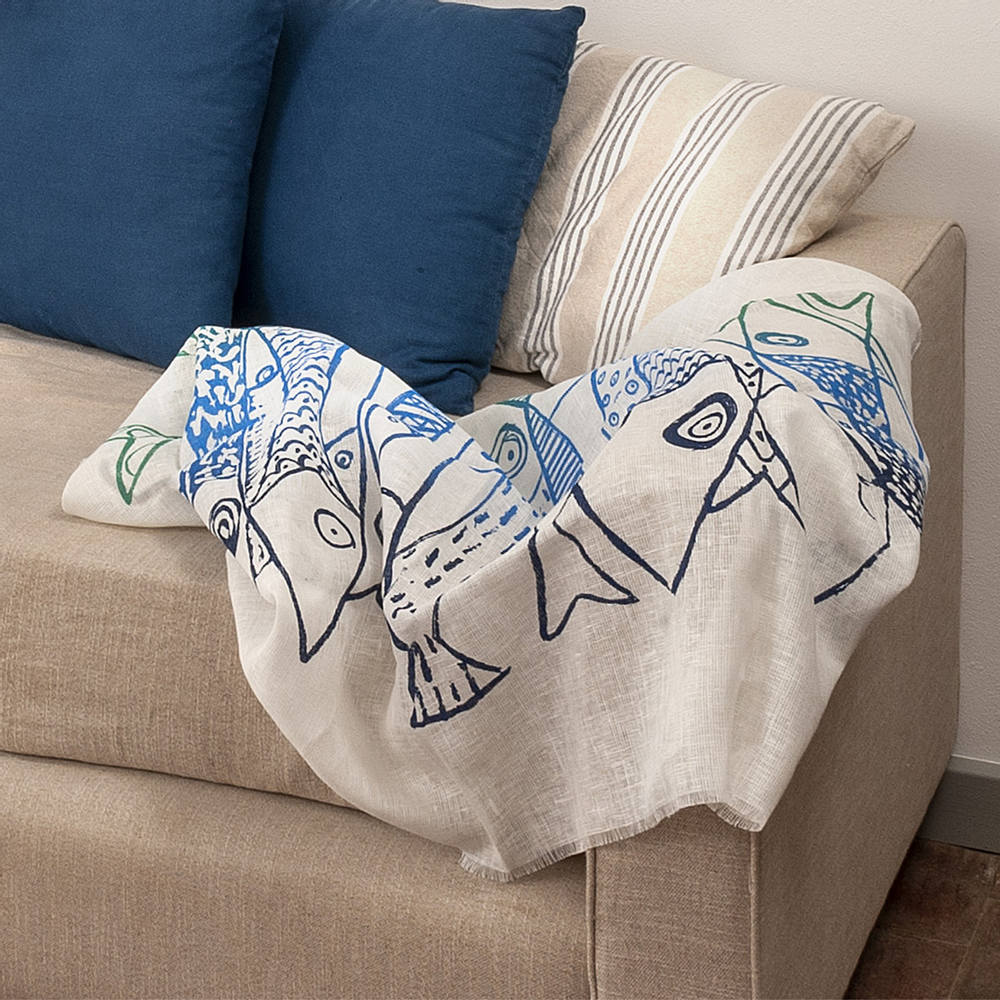 Objets de décoration - Drap d'ameublement 100 % lin | Imprimé à la main - COLORI DEL SOLE
