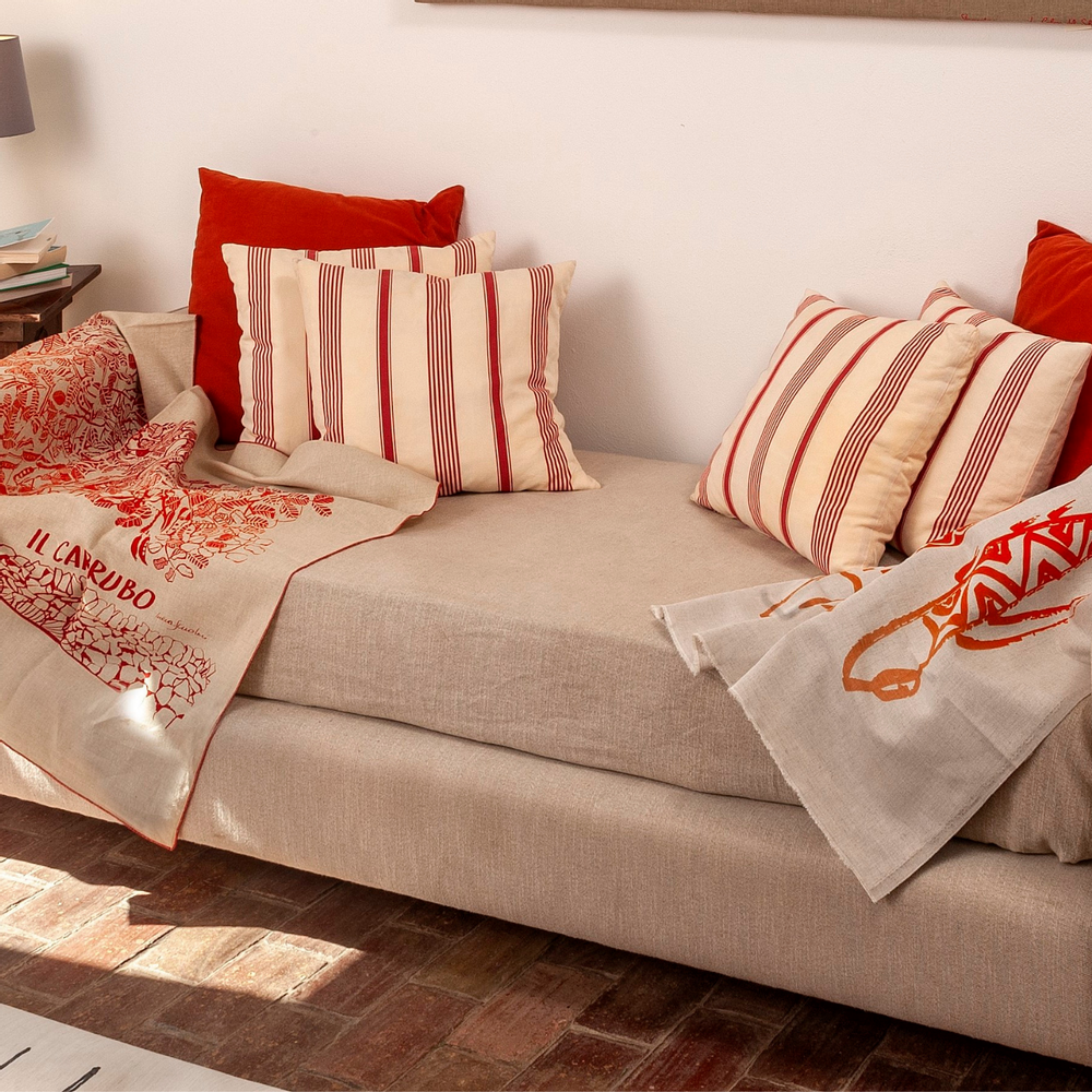 Objets de décoration - Drap d'ameublement 100 % lin | Imprimé à la main - COLORI DEL SOLE