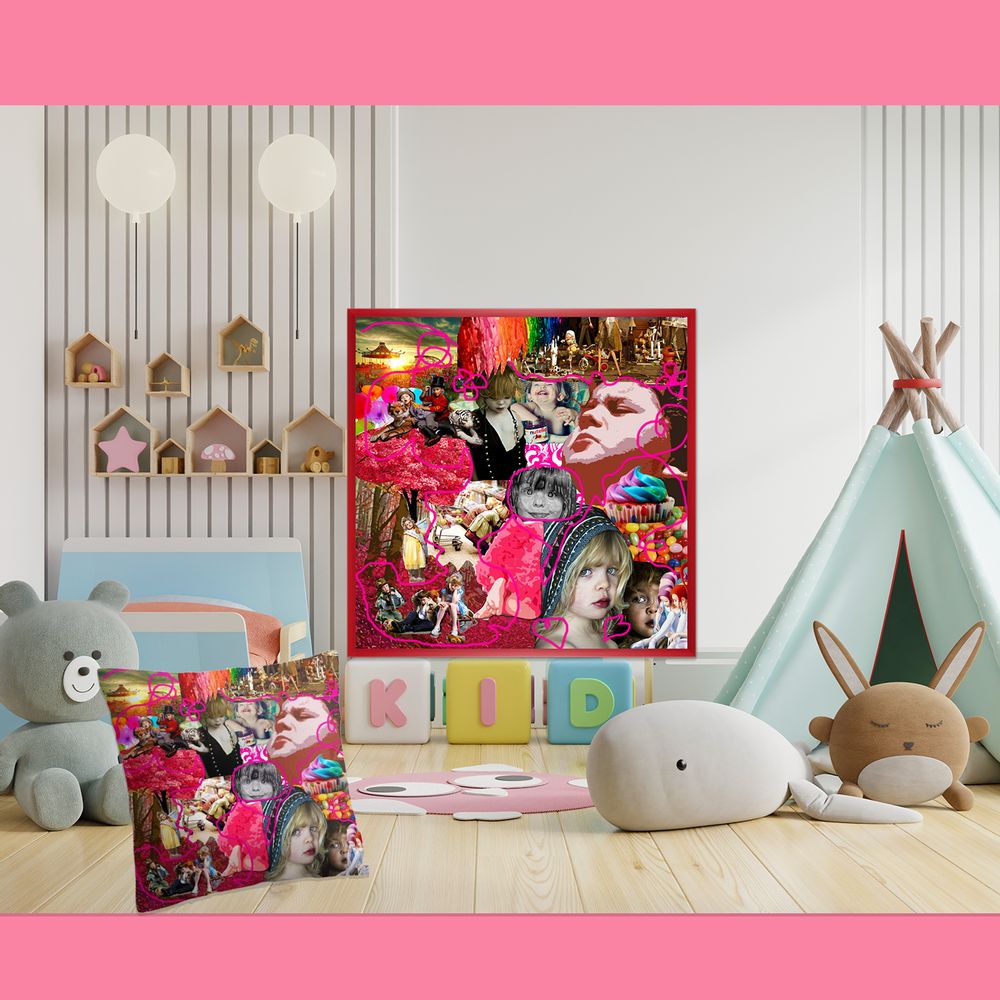 Fabric cushions - “Kids” Limited Edition Collage - L'ATELIER D'ANGES HEUREUX