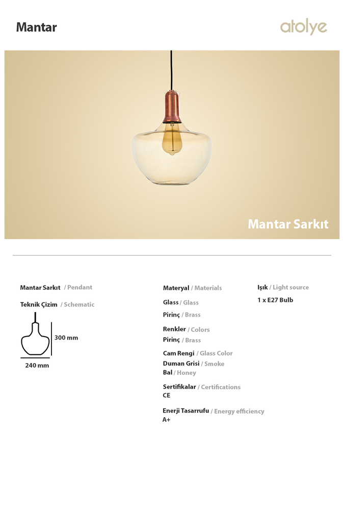 Ceiling lights - Mushroom Single Pendant - ATOLYE STORE
