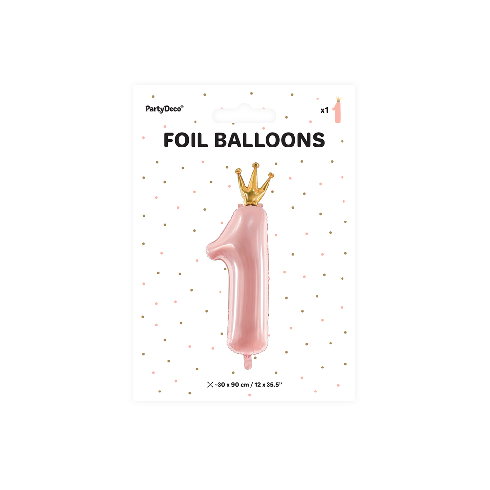 Decorative objects - Foil Balloon Number ''1'', 30x90cm, light pink, Foil Balloon Number ''1'', 37x100 cm, sky-blue - PARTYDECO